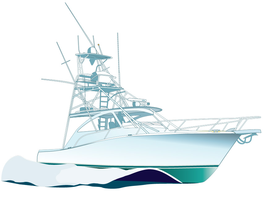 Vector Illustrations of Sport Fishing and Recreational Boats ...