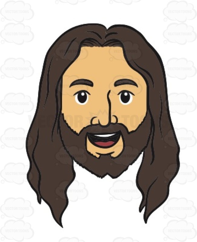 Head Of Jesus With His Eyes Open And A Large Smile On His Face ...