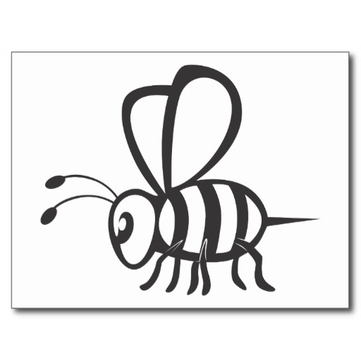 Cool Bee Black Outline Logo Tattoo Shirt Postcards | Zazzle
