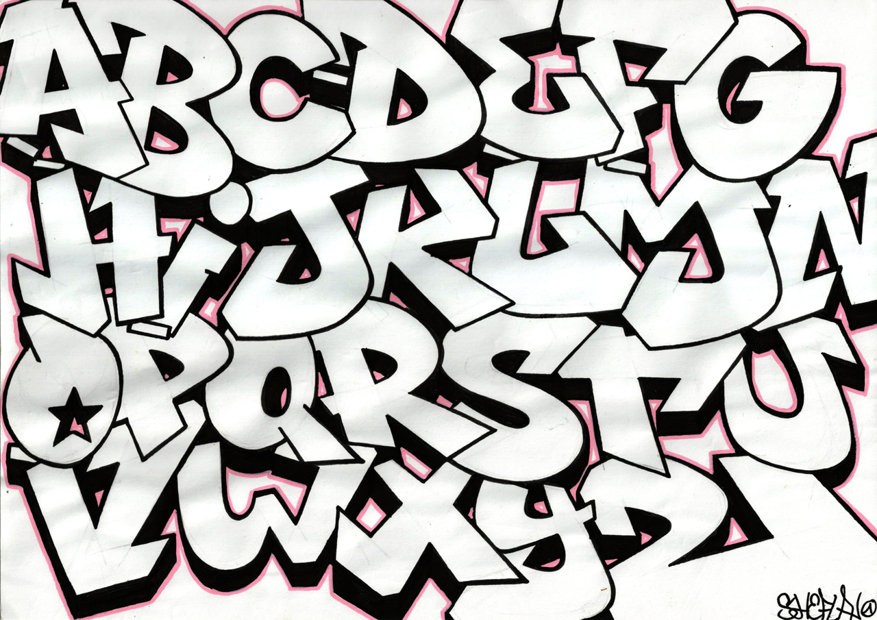 Graffiti alfabet - Graffiti alphabet sketches - Attention Chien M ...