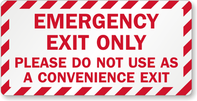 Emergency Exit Only Sign with Striped Border, SKU: LB-1503