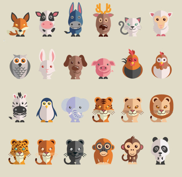 Cute cartoon animals free icons vector - Animal Icons free download