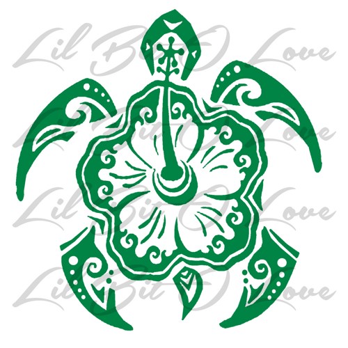 Hibiscus Sea Turtle Tortoise Tribal Design Vinyl Decal Sticker ...