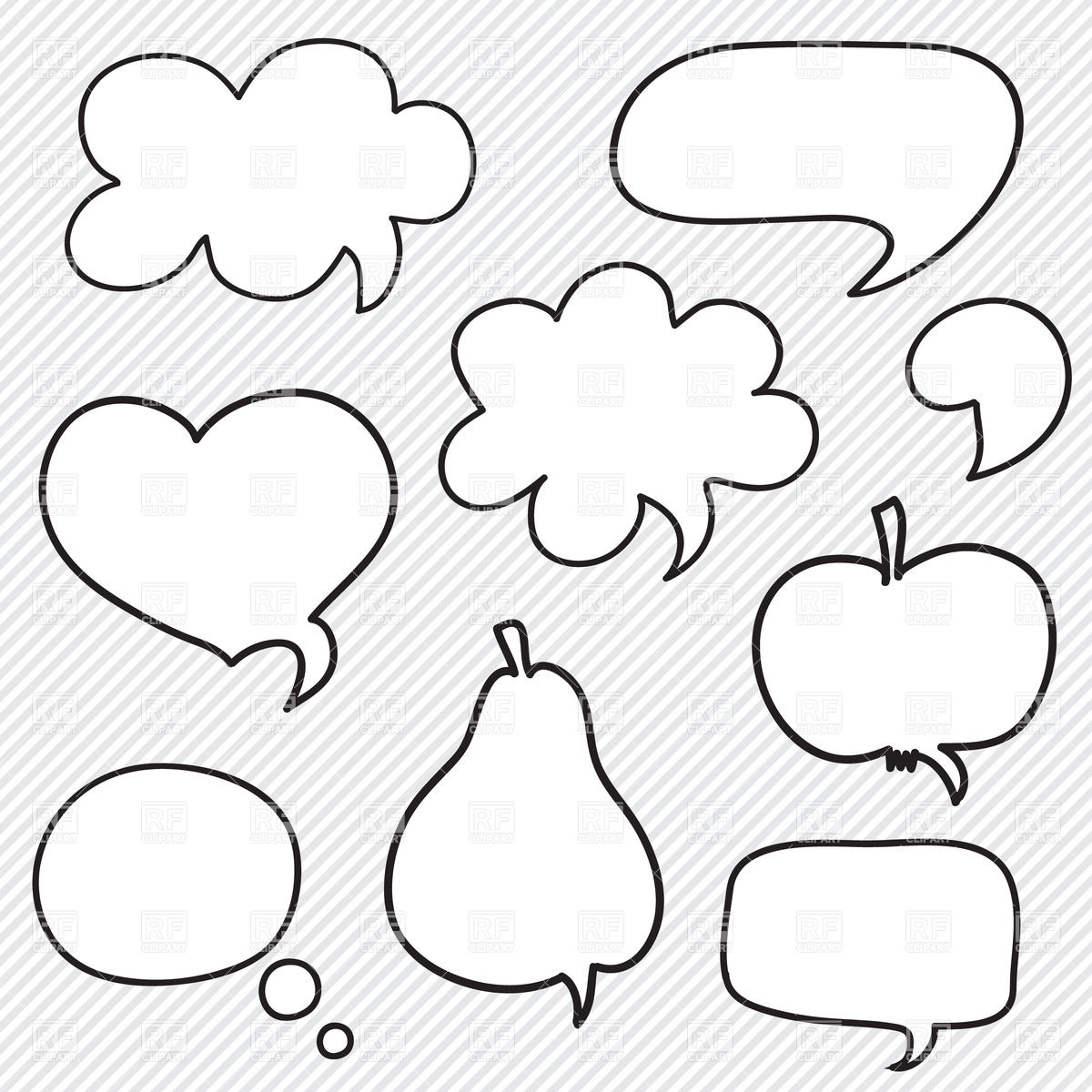 Set of hand drawn speech bubbles, 27775, Design elements, download ...