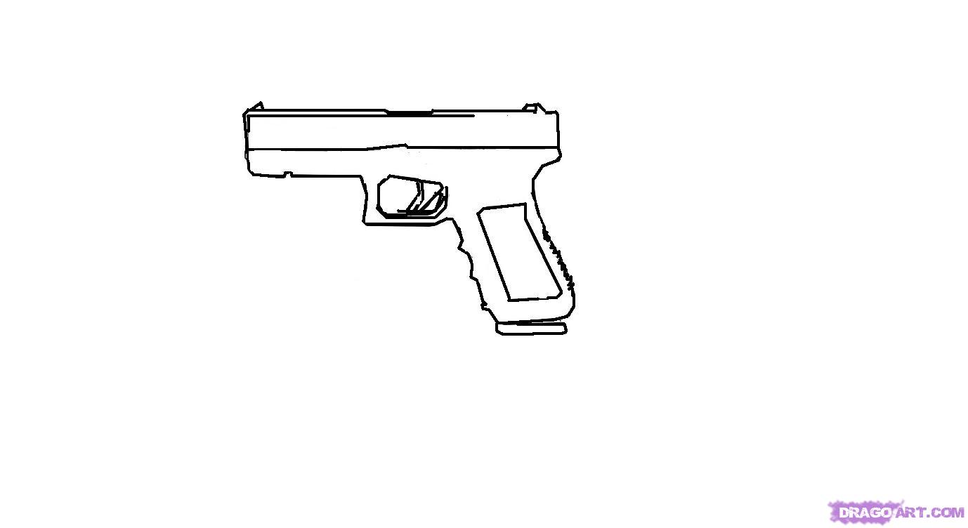 How to Draw a Glock 10 Gun, Step by Step, guns, Weapons, FREE ...