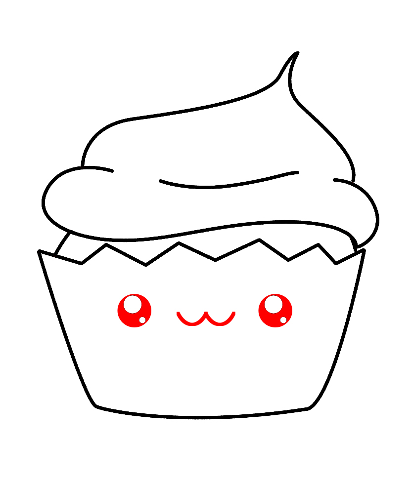 How To Draw A Kawaii Cupcake - Draw Central