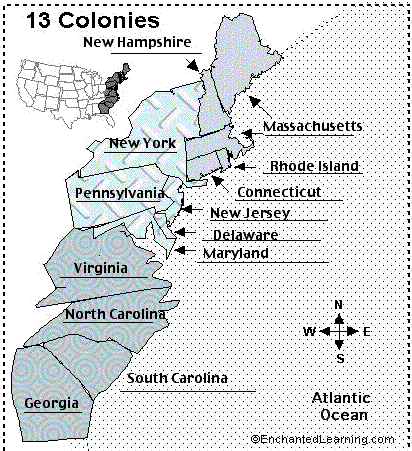 Images : The 13 Colonies Of America Clickable Map