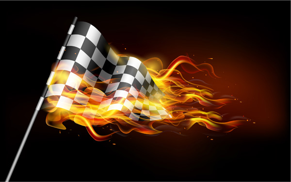XOO.me :: Flaming Car Racing Flag Illustration