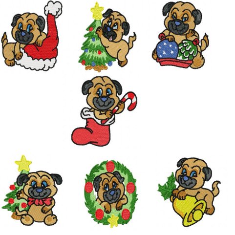 Christmas Pug - $24.00 : SharSations Embroidery, Your Embroidery ...