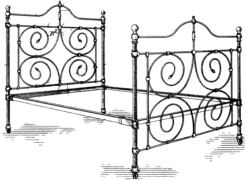 Bedstead With Side Rail Supports | ClipArt ETC