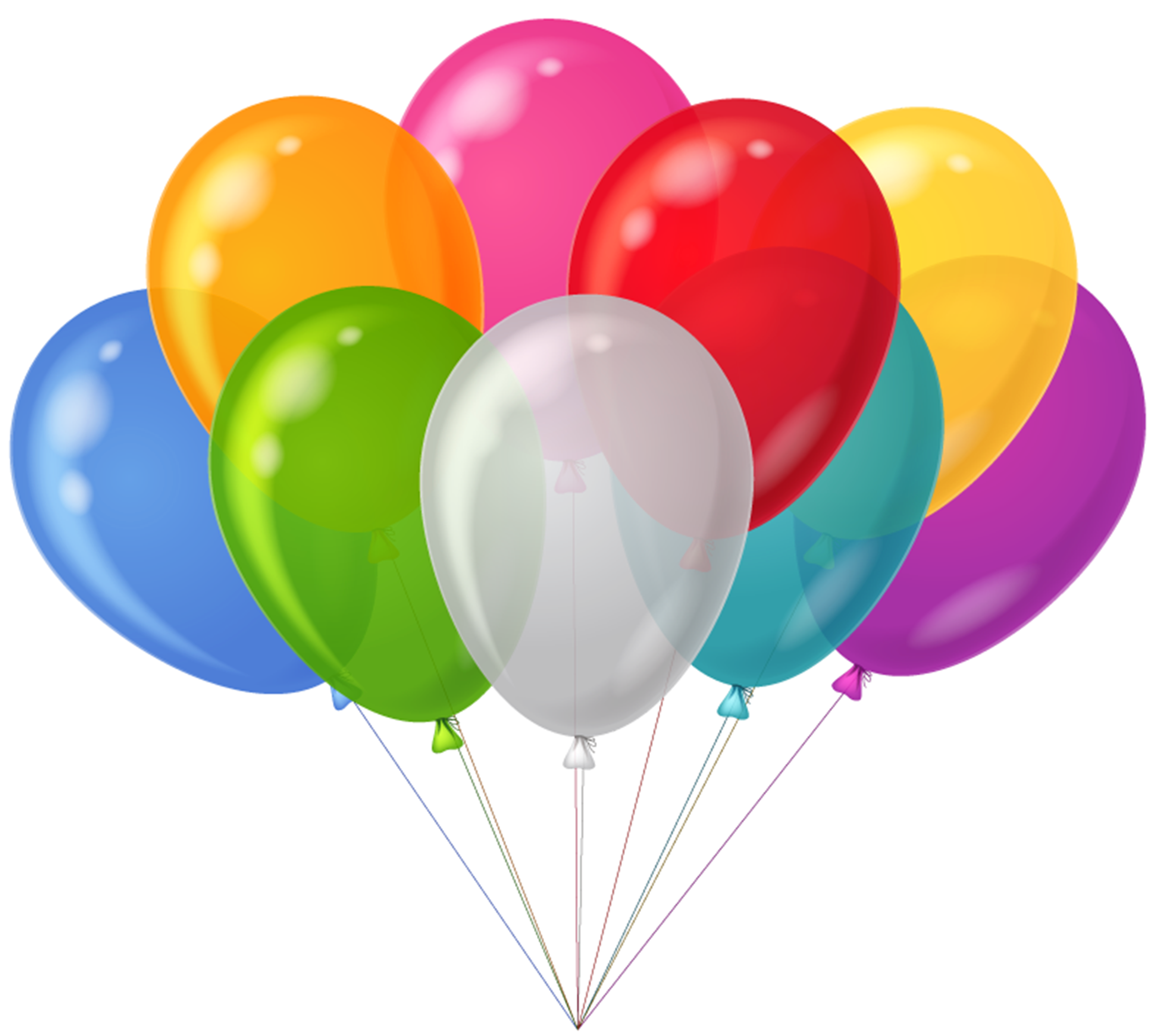 Bunch Transparent Colorful Balloons Clipart