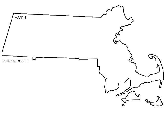 Free United States Clip Art by Phillip Martin, Map of Massachusetts