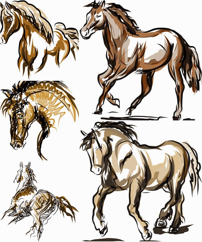 Cartoon horses for New Year designs vector