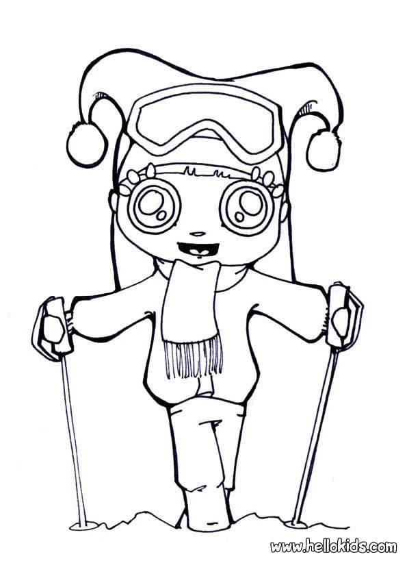 WINTER SPORT coloring pages - Skiing girl