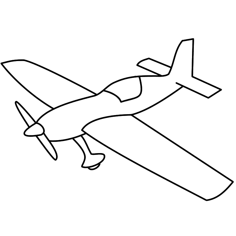 Basic Airplane with Propeller - Coloring Page (