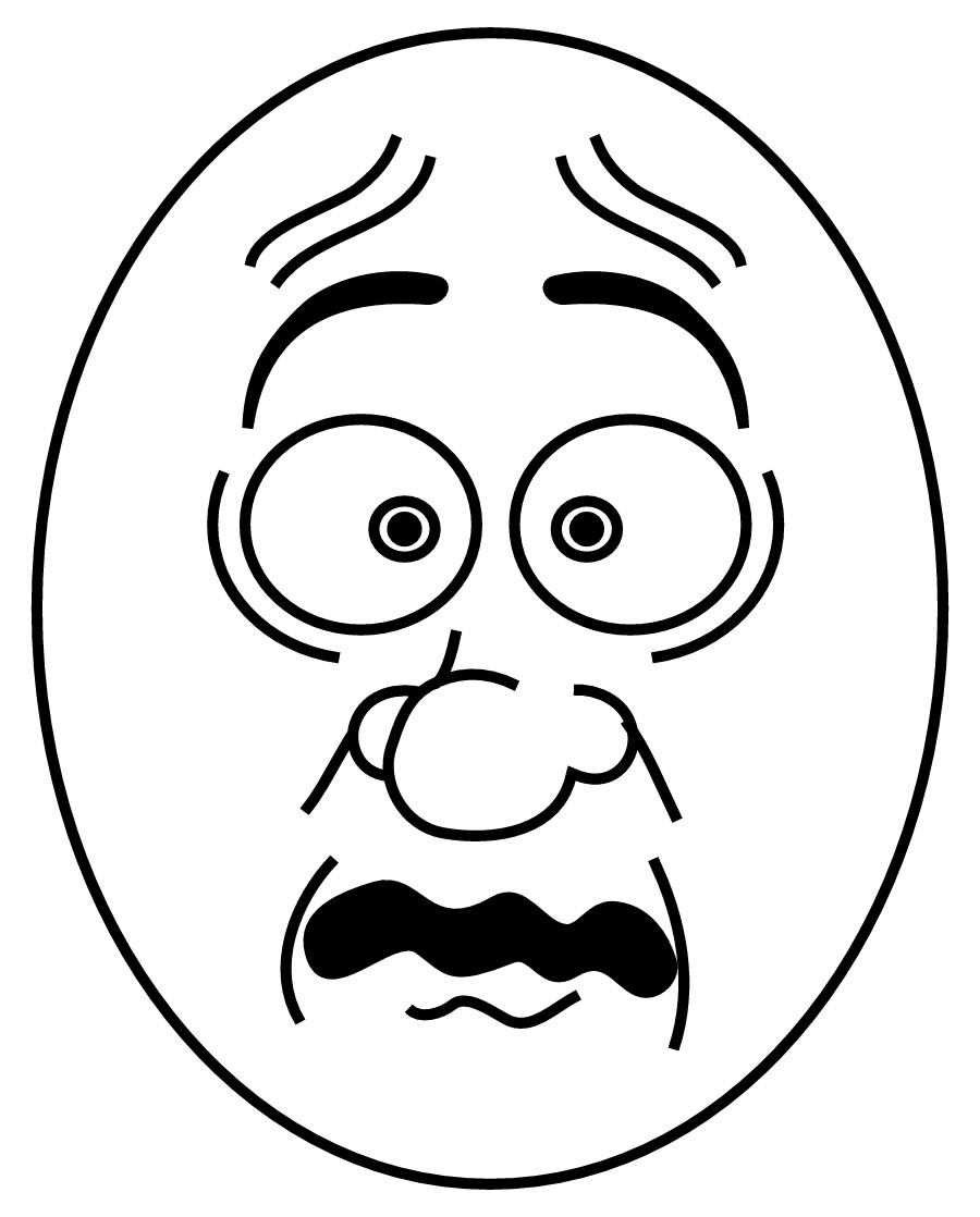 scared cartoon faces Colouring Pages