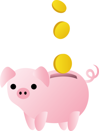 Piggy Bank With Coins - Free Clip Art