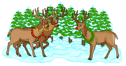 Christmas Clip Art - Rudolph and Friends - Reindeer in Snow