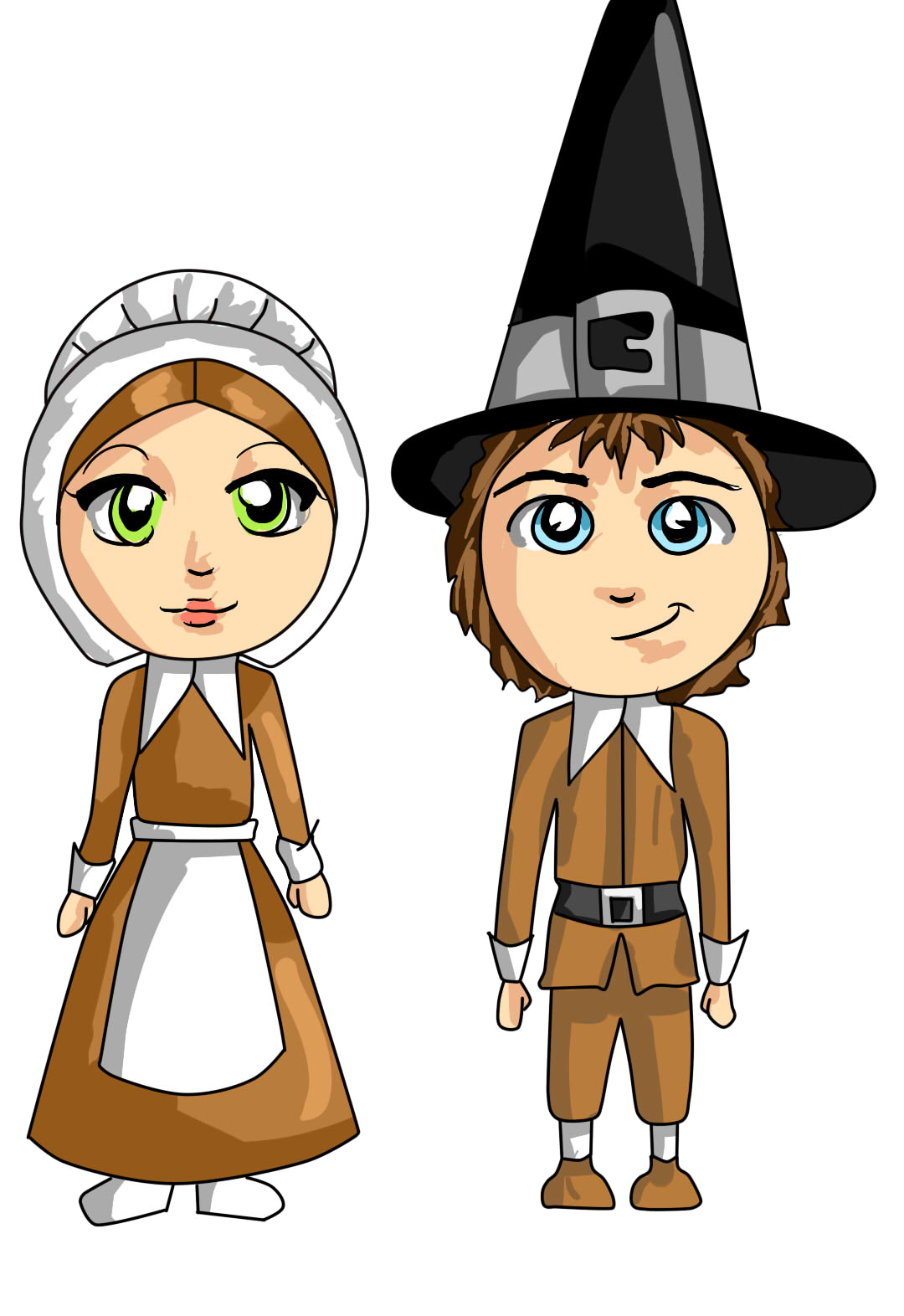 Free Cute Pilgrim Couple Clip Art