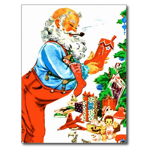 Vintage Santa Holiday Christmas Illustration Postcards | Zazzle