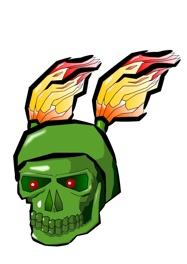 Green Skull with Flames large 900pixel clipart, Green Skull with ...