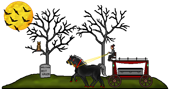 Halloween Clip Art - Spooky Carriage and Grave