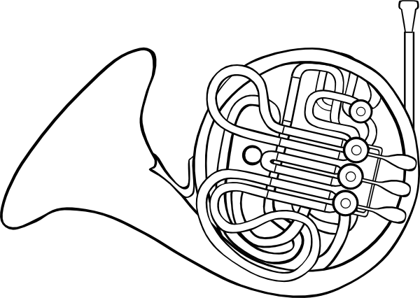 French Horn 2 clip art - vector clip art online, royalty free ...