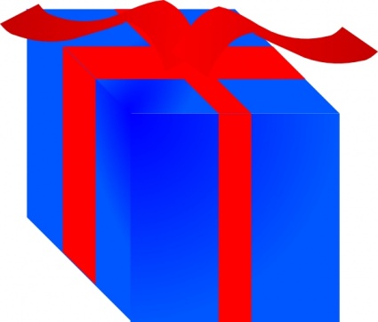 Blue Gift Box Wrapped With Red Ribbon clip art - Download free ...