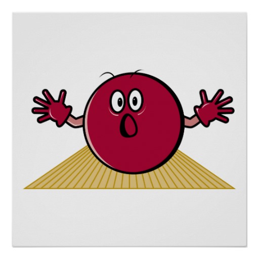 funny scared bowling ball going down alley cartoon poster | Zazzle