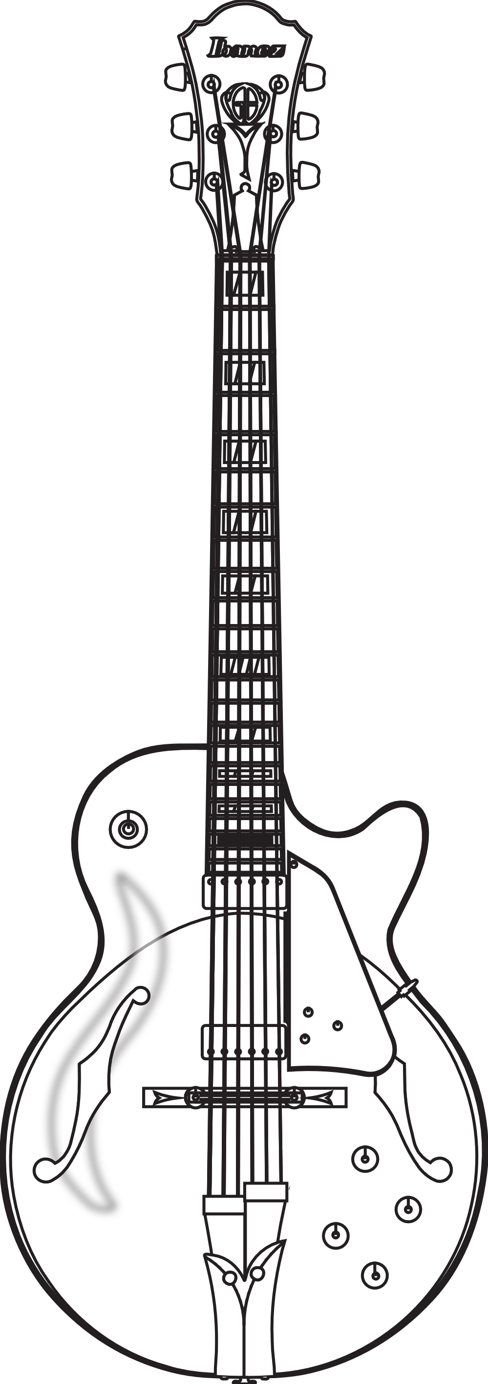 Ibanez Gb Brut Guitar Black White Art SVG colouringbook.