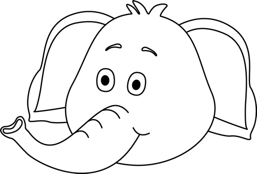 Black and White Elephant Face Clip Art - Black and White Elephant ...