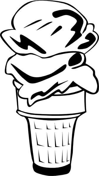 Ice Cream Cone (2 Scoop) (b And W) clip art - vector clip art ...