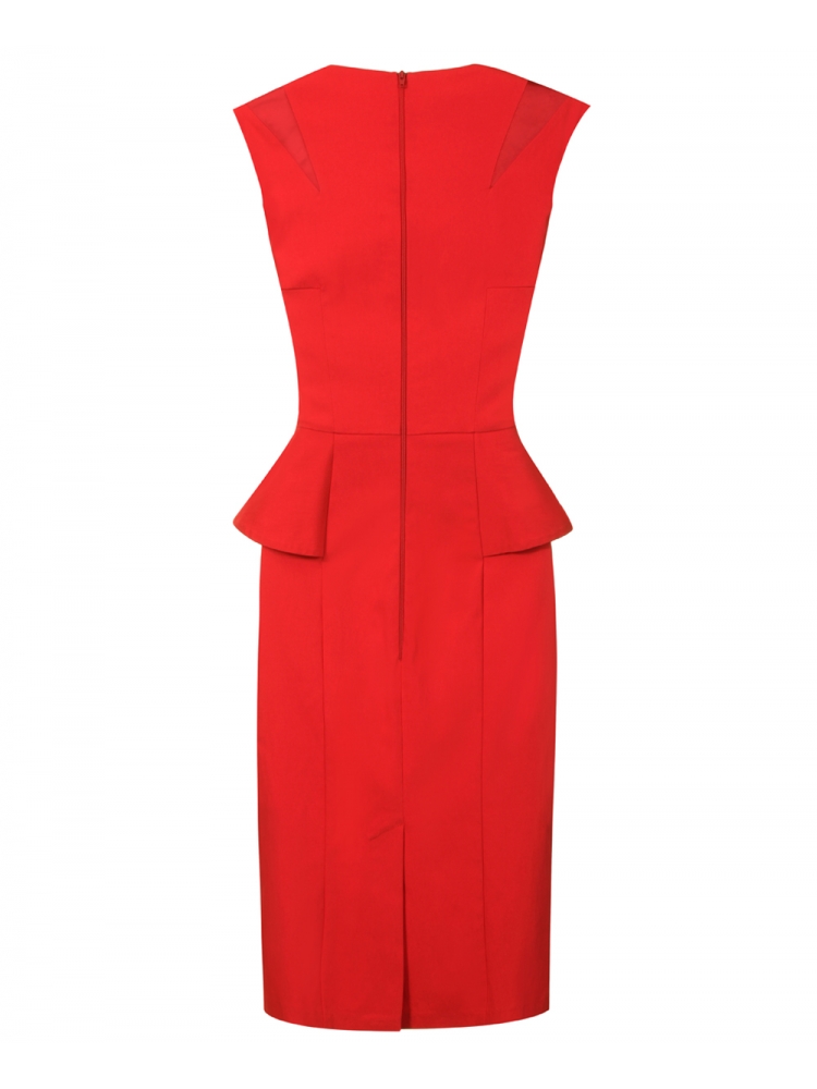 Jasmin Sweetheart Neck Dress with Satin Detail Red from Hybrid Fashion