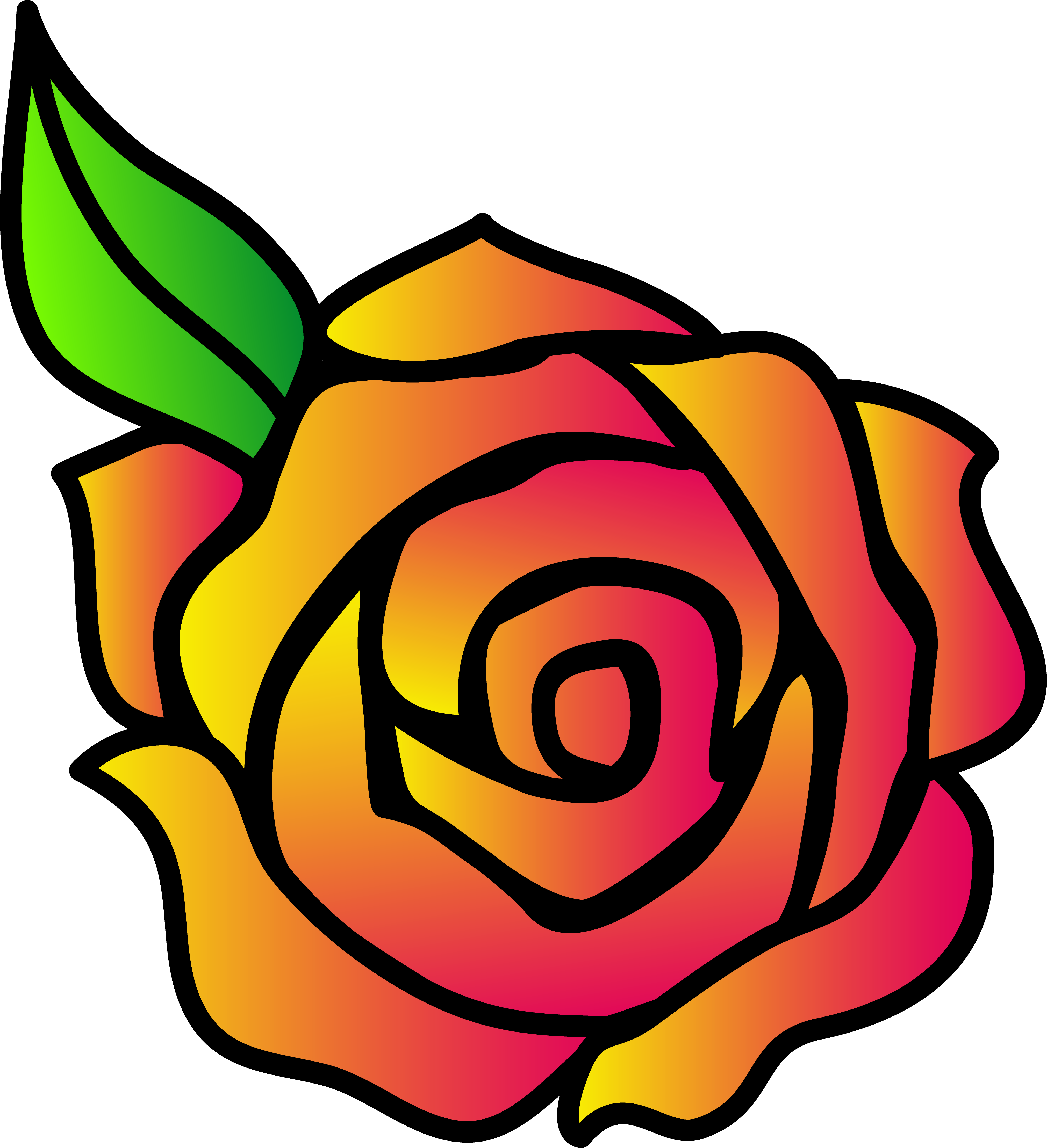 Pink and Yellow Hybrid Rose - Free Clip Art
