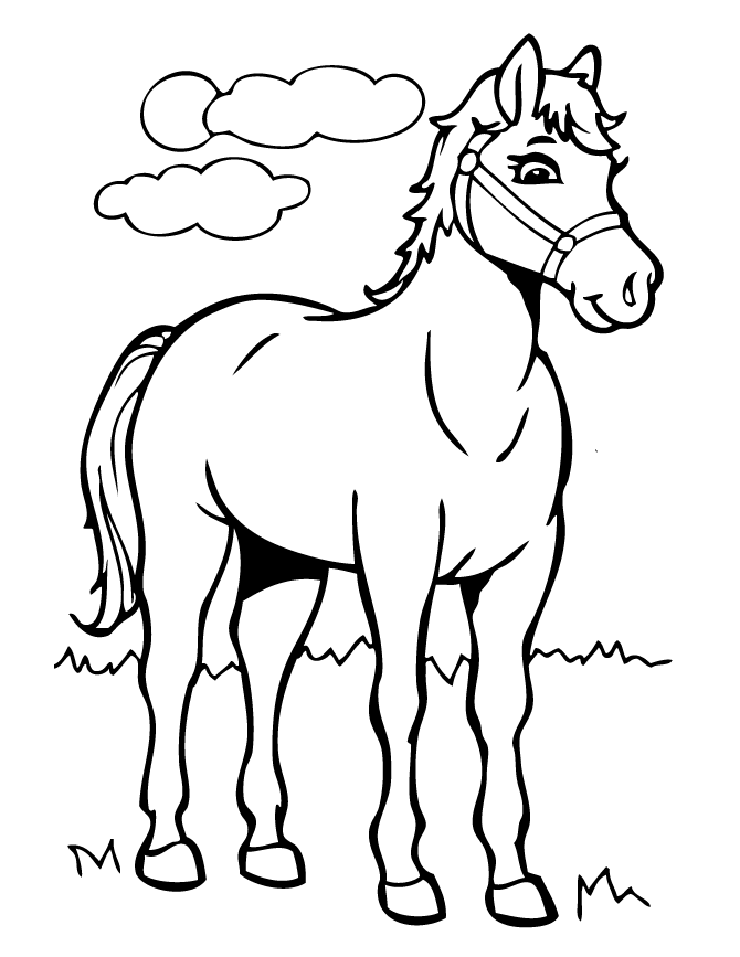 Cute Cartoon Horse Coloring Page | HM Coloring Pages