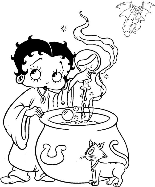 Betty Boop Became A Witch Coloring Kids - Betty Boop Coloring ...