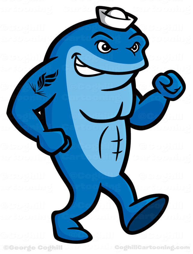 NEOMED Walking Whale Cartoon Character Mascot