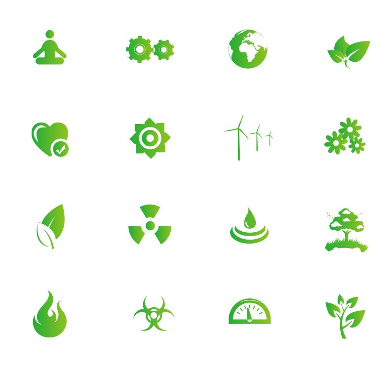 Nature and Environment Green Symbols Vector Set | Free Vector ...