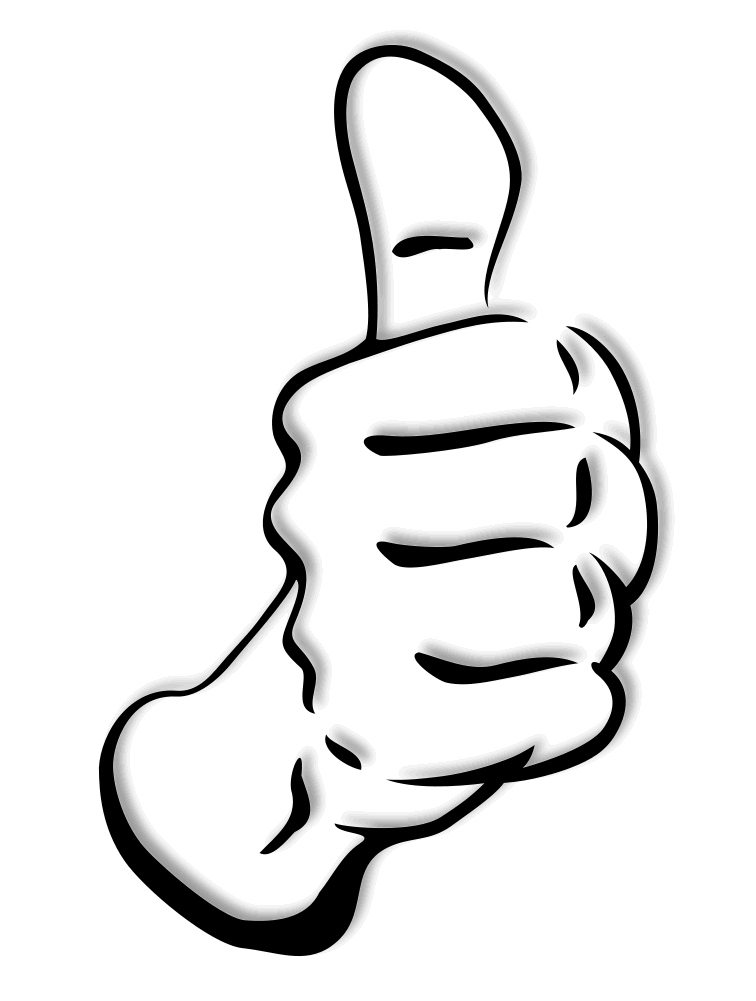 Thumb Up Full Page BW Clip Art Download