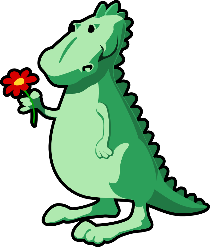 Clipart - dragon with flower