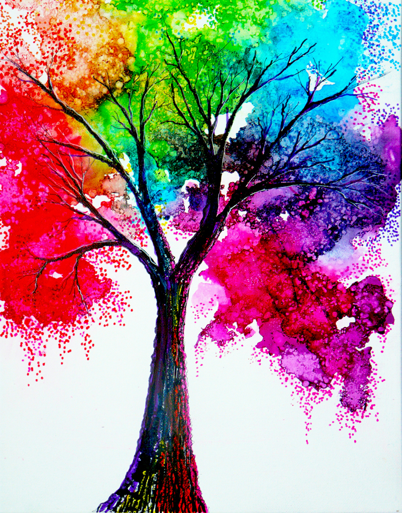 Ann Marie Bone Original Art - Rainbow Tree