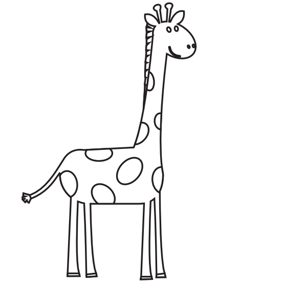 giraffe animal black white line art hunky dory SVG colouringbook.