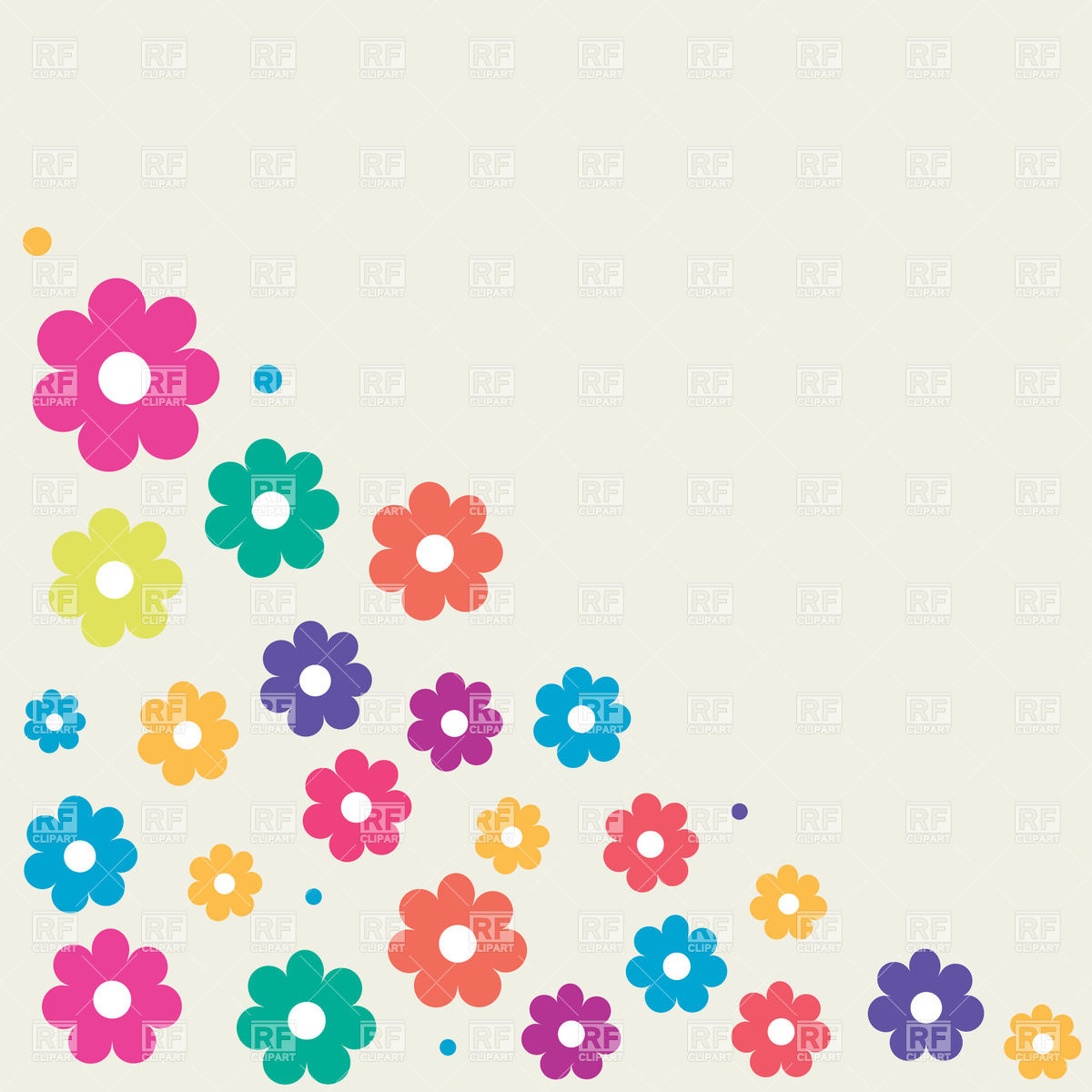 Simple cartoon flowers grouped in a corner, 24321, Backgrounds ...