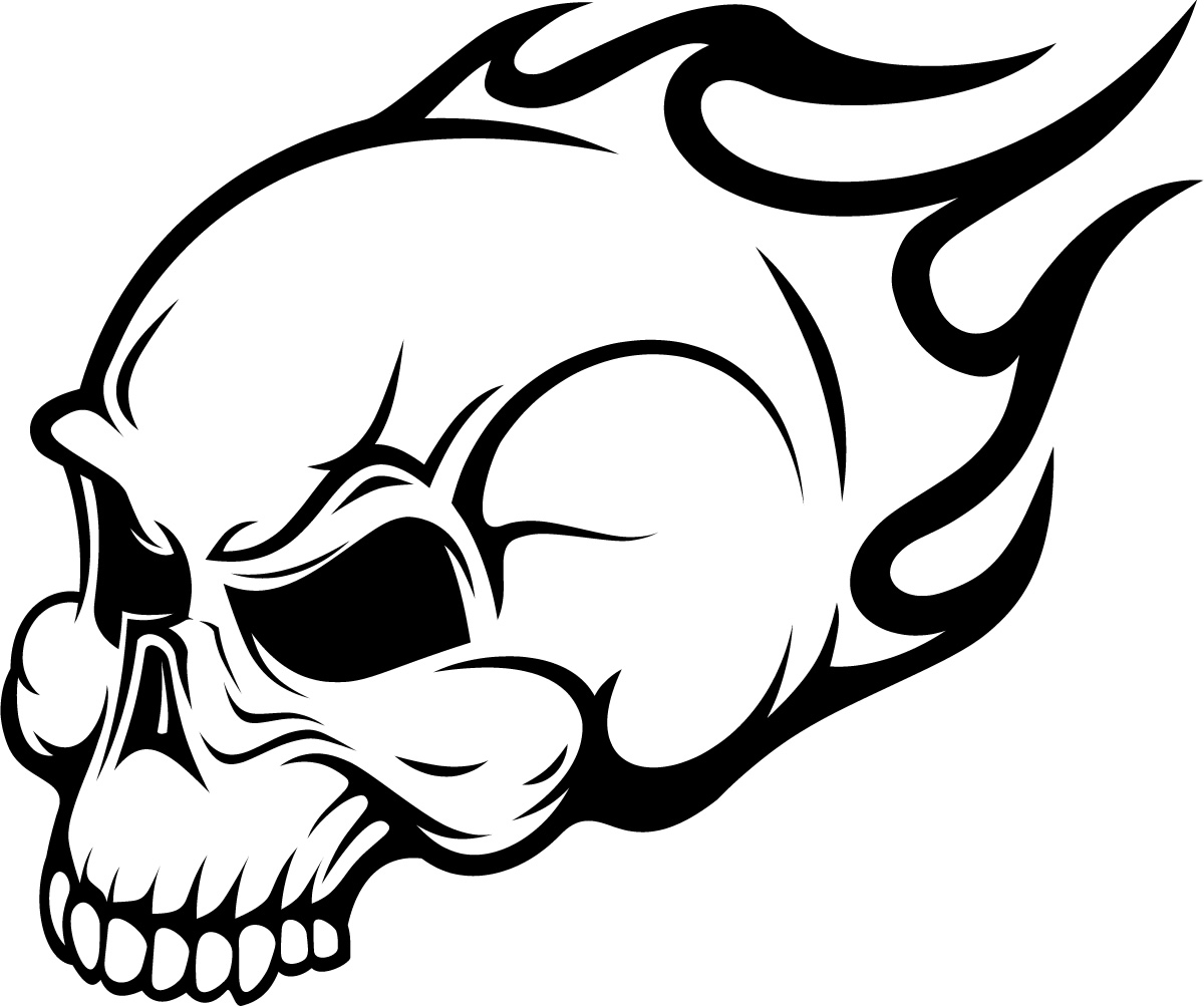 Flaming Skull Wall Art Sticker image - vector clip art online ...