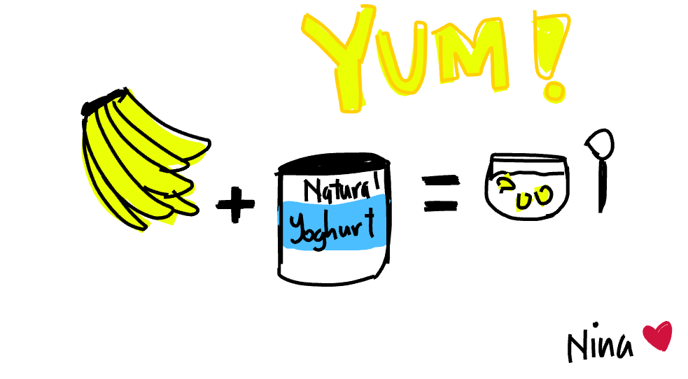 Bananas + natural yoghurt = yum - doodle.ly