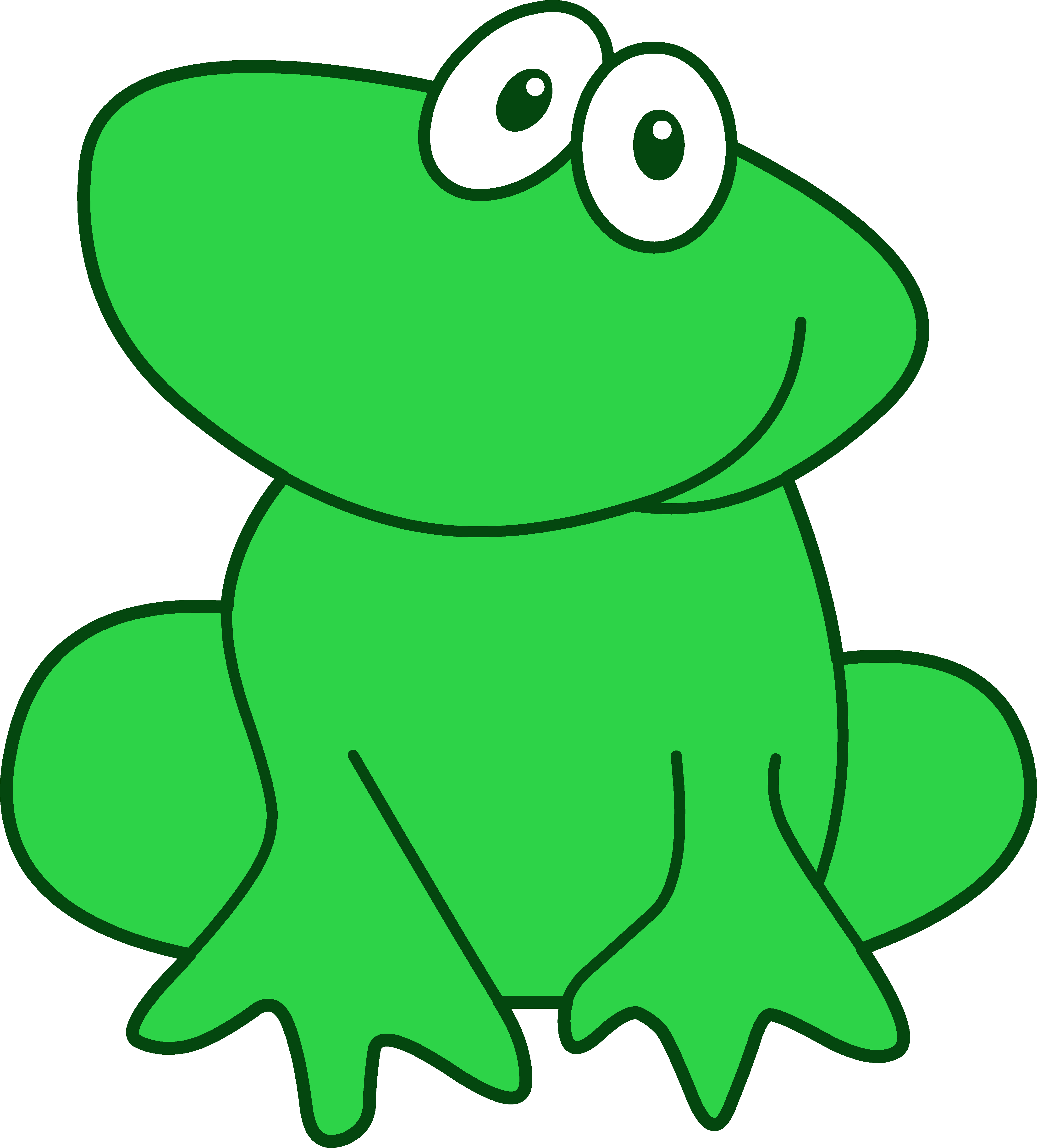 Cute Little Green Frog - Free Clip Art