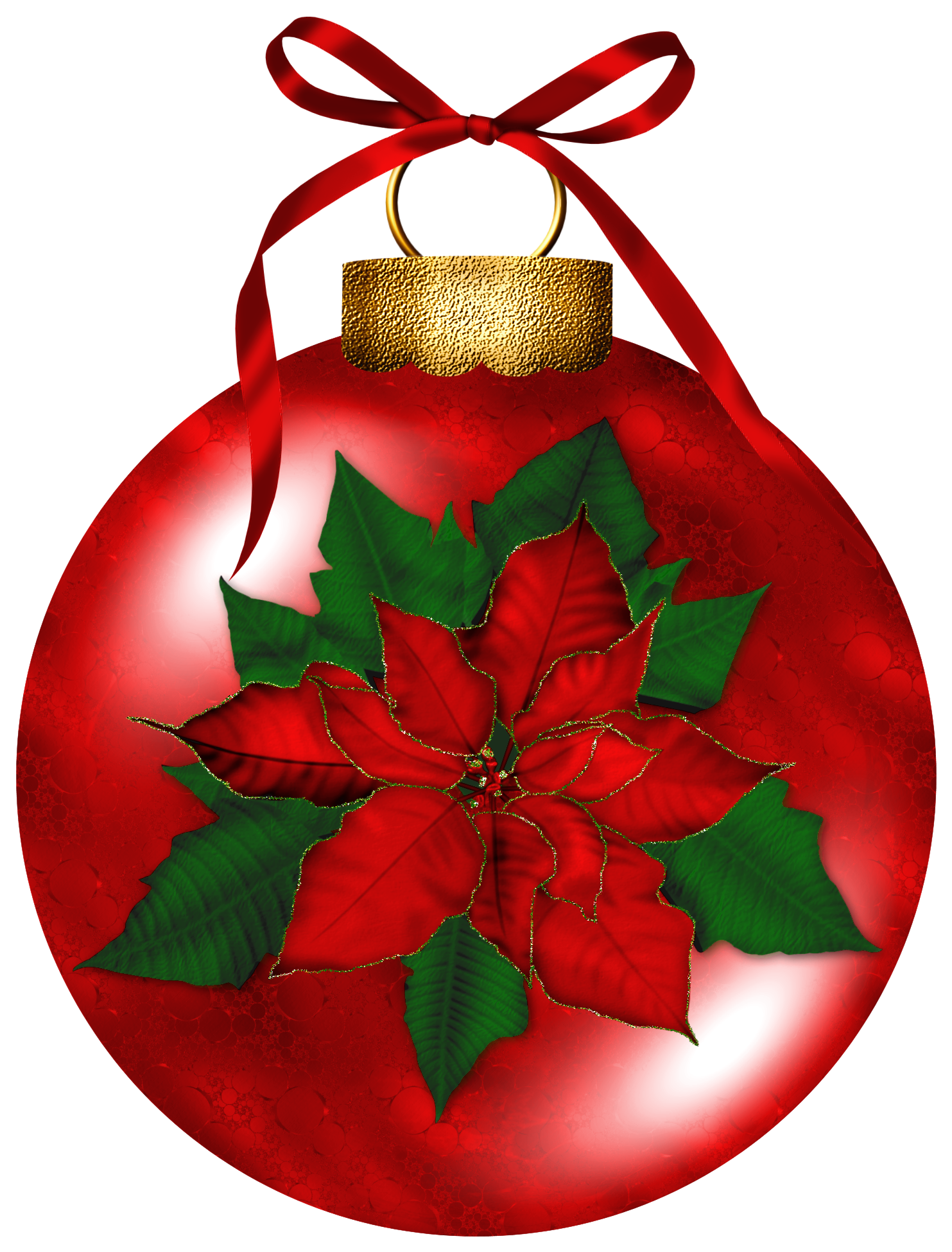 Christmas Red Ornamen with Poinsettia