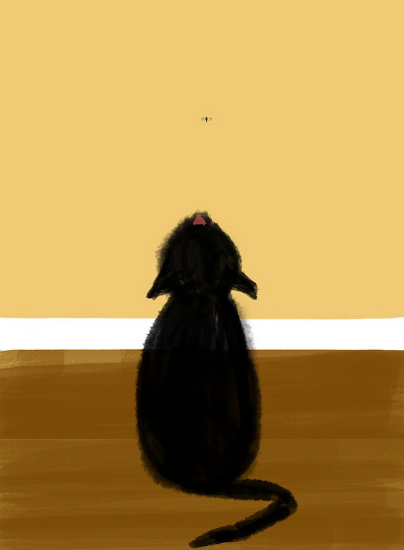 I USED TO BE SCARED OF CATS: Black Cat Illustration