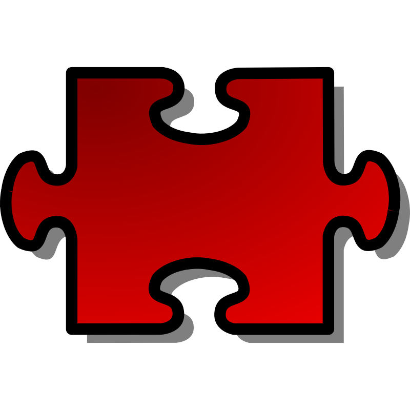 Clipart - Red Jigsaw piece 02