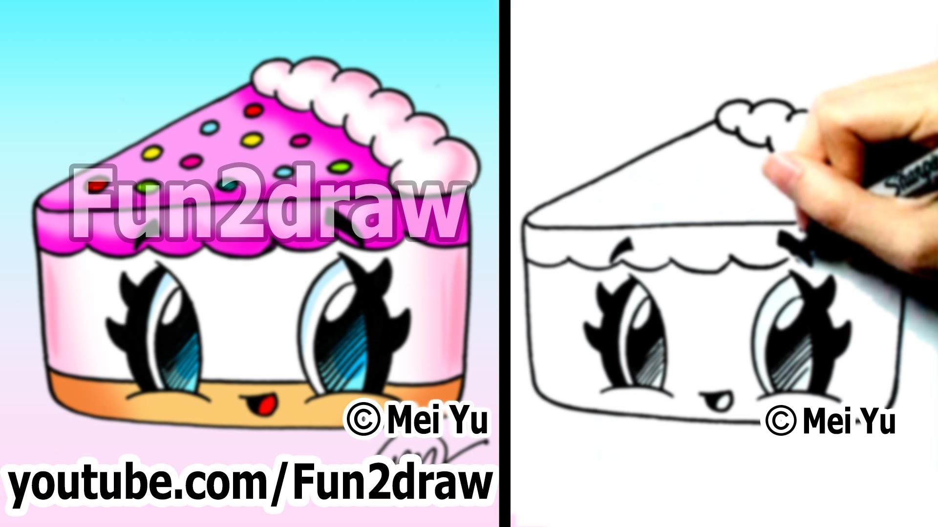 Cute Drawings - How to Draw Kawaii Cartoons - Cake - YouTube
